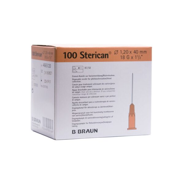AGULHA STERICAN 18G, 1,20 X 40 mm, Cx 100 uni