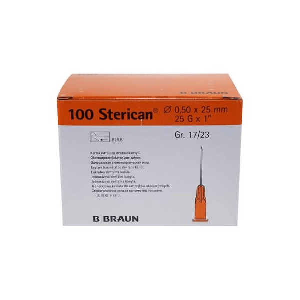 Agulha Sterican Dental , 25G x 1", 0,50 x 25 mm, 100 uni