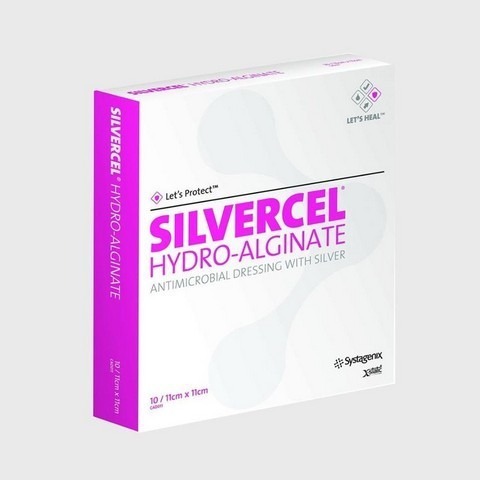 SILVERCEL HYDRO-ALGINATE C/ PRATA 5 x 5 cm, Cx 10 uni