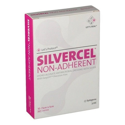 SILVERCEL NÃO ADERENTE C/ PRATA 5 x 5cm, Cx 10 uni